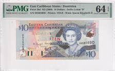 East Caribbean States, 10 Dollars, 2000, UNC, p38d

PMG 64 EPQ, Queen Elizabeth II Portrait

Estimate: USD 30-60