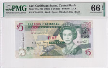 East Caribbean States, 5 Dollars, 2008, UNC, p47a

PMG 66 EPQ, Queen Elizabeth II Portrait

Estimate: USD 30-60
