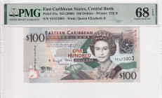 East Caribbean States, 100 Dollars, 2008, UNC, p51a

PMG 68 EPQ, High Condition , Queen Elizabeth II Portrait

Estimate: USD 100-200