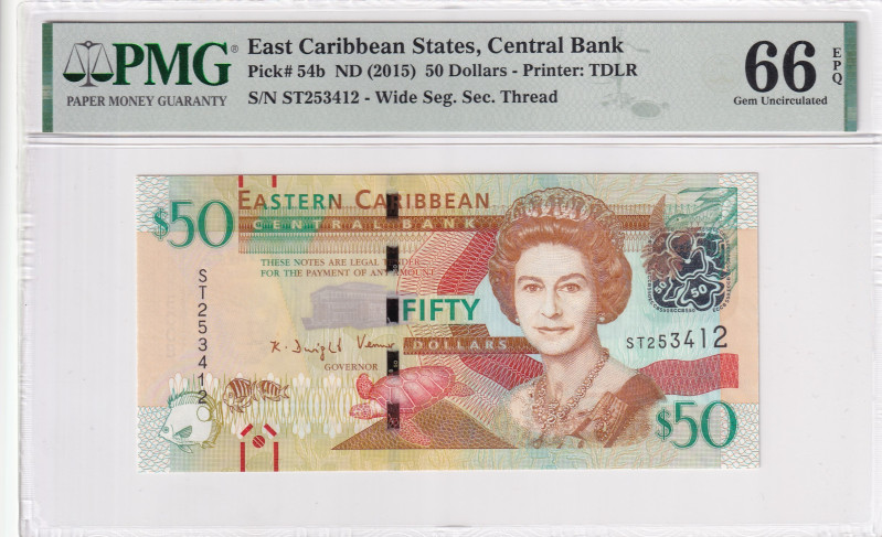 East Caribbean States, 50 Dollars, 2015, UNC, p54b

PMG 66 EPQ, Queen Elizabet...