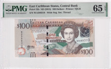 East Caribbean States, 100 Dollars, 2015, UNC, p55b

PMG 65 EPQ, Queen Elizabeth II. Potrait

Estimate: USD 75-150