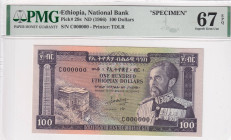 Ethiopia, 100 Dollars, 1966, UNC, p29s, SPECIMEN

PMG 67 EPQ

Estimate: USD 250-500