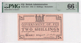 Fiji, 2 Shillings, 1942, UNC, p50r1, REMAINDER

PMG 66 EPQ

Estimate: USD 100-200