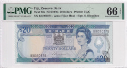 Fiji, 20 Dollars, 1988, UNC, p88a

PMG 66 EPQ, Queen Elizabeth II. Potrait

Estimate: USD 150-300