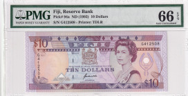 Fiji, 10 Dollars, 1992, UNC, p94a

PMG 66 EPQ, Queen Elizabeth II Portrait

Estimate: USD 40-80