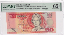 Fiji, 50 Dollars, 1996, UNC, p100a

PMG 65 EPQ, Queen Elizabeth II. Potrait

Estimate: USD 75-150