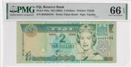 Fiji, 2 Dollars, 2002, UNC, p104a

PMG 66 EPQ, Queen Elizabeth II. Potrait, 2nd highest rated banknote certified by PMG

Estimate: USD 30-60