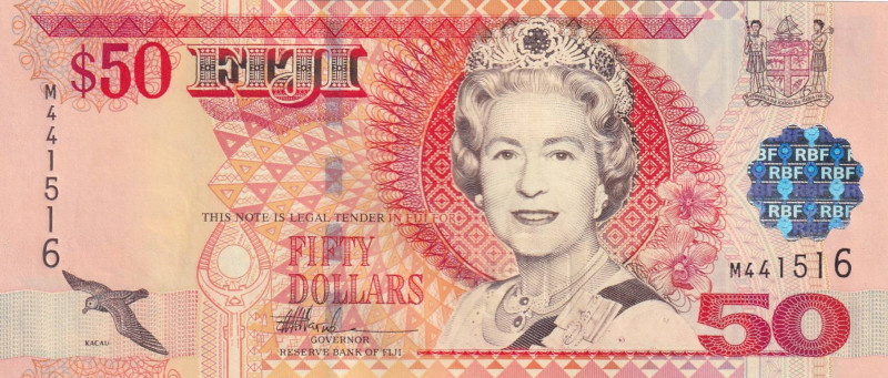 Fiji, 50 Dollars, 2002, UNC, p108

Queen Elizabeth II Portrait, Waves

Estim...