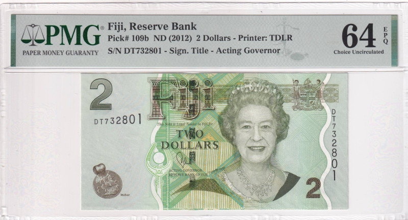 Fiji, 2 Dollars, 2012, UNC, p109b

PMG 64 EPQ, Queen Elizabeth II Portrait

...