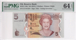 Fiji, 5 Dollars, 2012, UNC, p110b

PMG 64 EPQ, Queen Elizabeth II Portrait

Estimate: USD 30-60