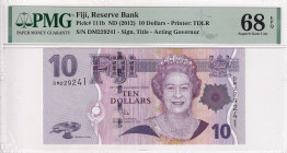 Fiji, 10 Dollars, 2012, UNC, p111b

PMG 68 EPQ, High Condition , Queen Elizabeth II Portrait

Estimate: USD 30-60