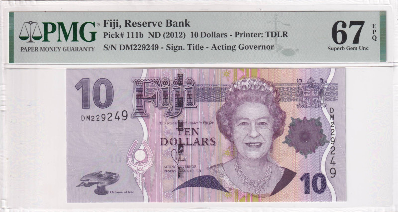 Fiji, 10 Dollars, 2012, UNC, p111b

PMG 67 EPQ, High condition , Queen Elizabe...