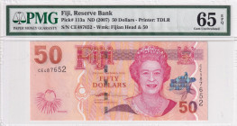 Fiji, 50 Dollars, 2007, UNC, p113a

PMG 65 EPQ, Queen Elizabeth II. Potrait

Estimate: USD 50-100