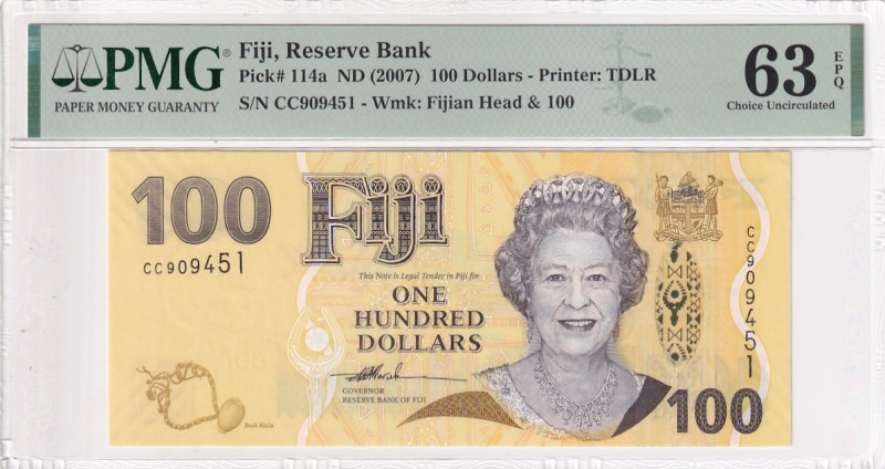 Fiji, 100 Dollars, 2007, UNC, p114a

PMG 63 EPQ

Estimate: USD 100-200