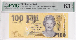 Fiji, 100 Dollars, 2007, UNC, p114a

PMG 63 EPQ, Queen Elizabeth II Portrait

Estimate: USD 100-200