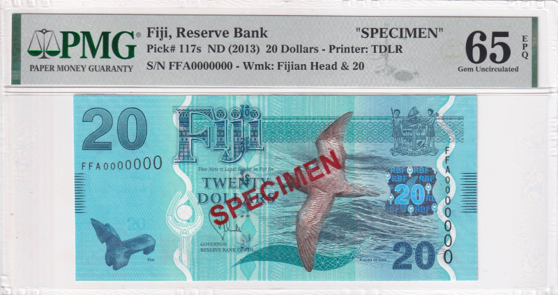 Fiji, 20 Dollars, 2013, UNC, p117s, SPECIMEN

PMG 65 EPQ

Estimate: USD 200-...