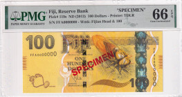 Fiji, 100 Dollars, 2013, UNC, p119s, SPECIMEN

PMG 66 EPQ

Estimate: USD 250-500