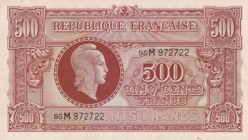 France, 500 Francs, 1944, AUNC, p106

Estimate: USD 40-80