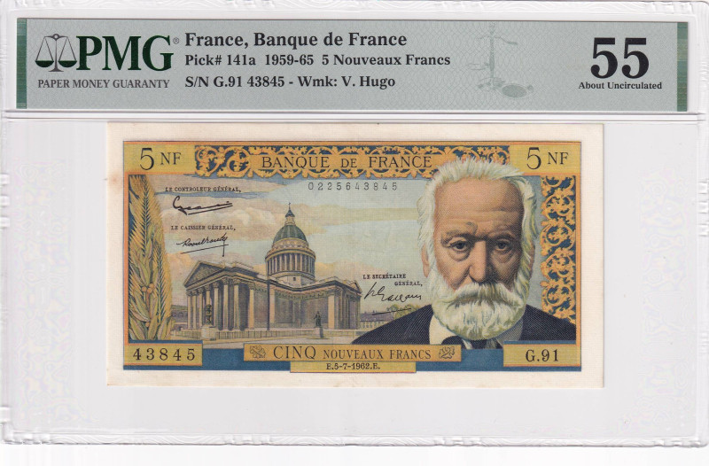 France, 5 Nouveaux Francs, 1959/1965, AUNC, p141a

PMG 55

Estimate: USD 100...