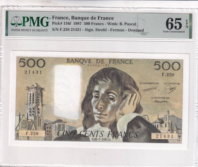 France, 500 Francs, 1987, UNC, p156f

PMG 65 EPQ

Estimate: USD 75-150