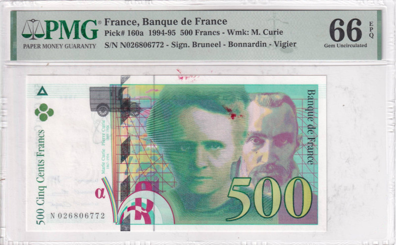 France, 500 Francs, 1994/1995, UNC, p160a

PMG 66 EPQ

Estimate: USD 50-100