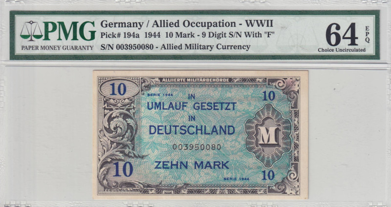 Germany, 10 Mark, 1944, UNC, p194a

PMG 64 EPQ, Millitary banknote

Estimate...