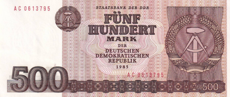 Germany - Democratic Republic, 500 Mark, 1985, UNC, p33

Reprint

Estimate: ...