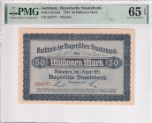 Germany, notgeld, 50 Millionen Mark, 1923, UNC, 

PMG 65 EPQ, Munich

Estimate: USD 30-60