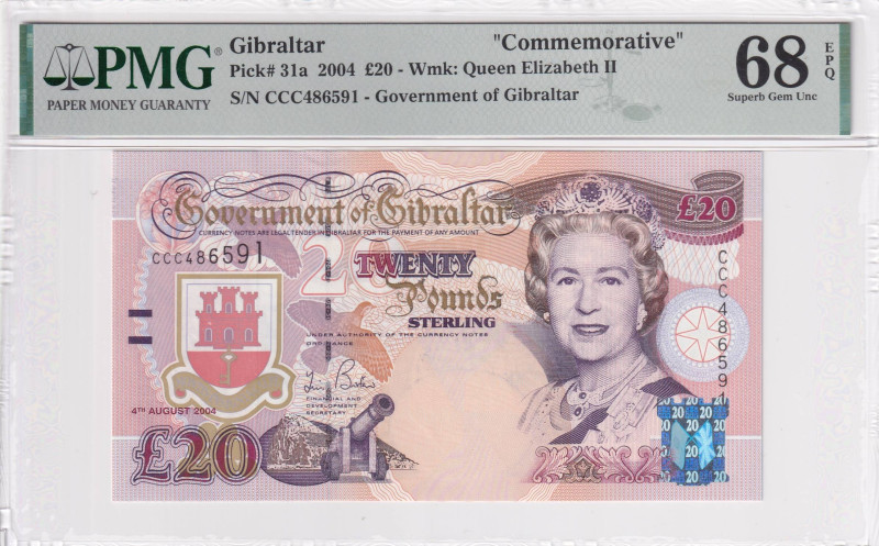 Gibraltar, 20 Pounds, 2004, UNC, p31a

PMG 68 EPQ, High Condition , Queen Eliz...