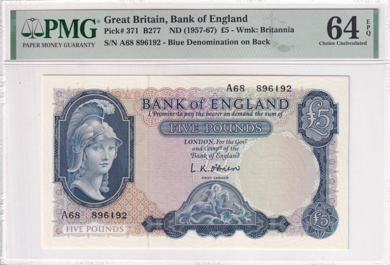 Great Britain, 5 Pounds, 1957/1967, UNC, p371

PMG 64 EPQ

Estimate: USD 150...