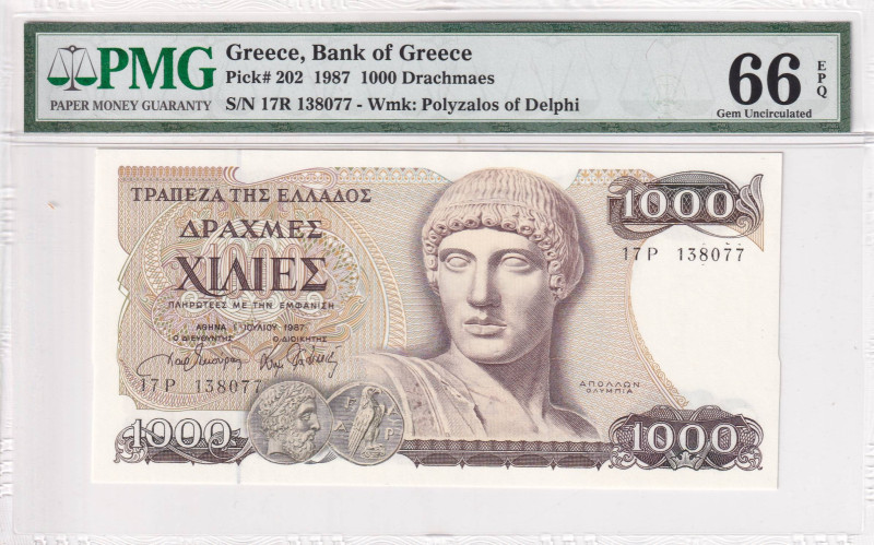 Greece, 1.000 Drachmaes, 1987, UNC, p202

PMG 66 EPQ

Estimate: USD 50-100