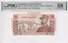 Guadeloupe, 20 Francs, 1947/1949, AUNC, p33

PMG 58

Estimate: USD 150-300