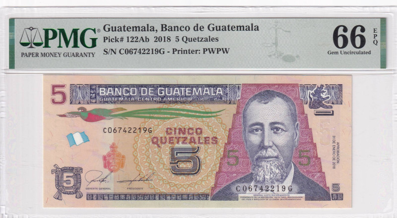 Guatemala, 5 Quetzales, 2018, UNC, p122Ab

PMG 66 EPQ

Estimate: USD 25-50