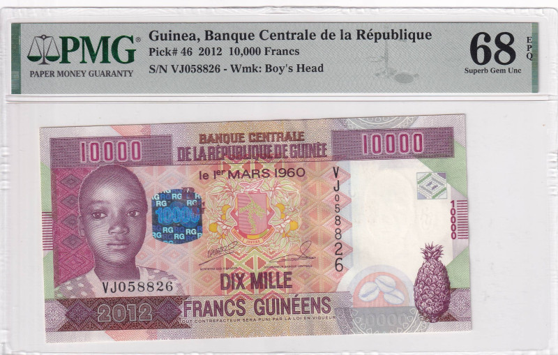 Guinea, 10.000 Francs, 2012, UNC, p46

PMG 68 EPQ, High Condition 

Estimate...