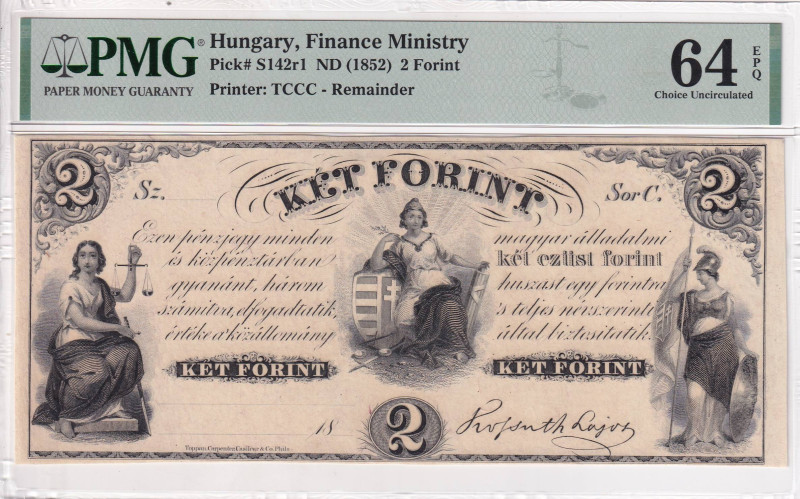 Hungary, 2 Forint, 1852, UNC, pS142r, REMAINDER

PMG 64 EPQ

Estimate: USD 2...