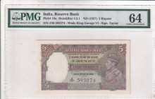 India, 5 Rupees, 1937, UNC, p18a

PMG 64

Estimate: USD 150-300
