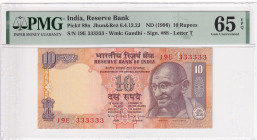 India, 10 Rupees, 1996, UNC, p89n

PMG 65 EPQ, SOLID 3's

Estimate: USD 50-100
