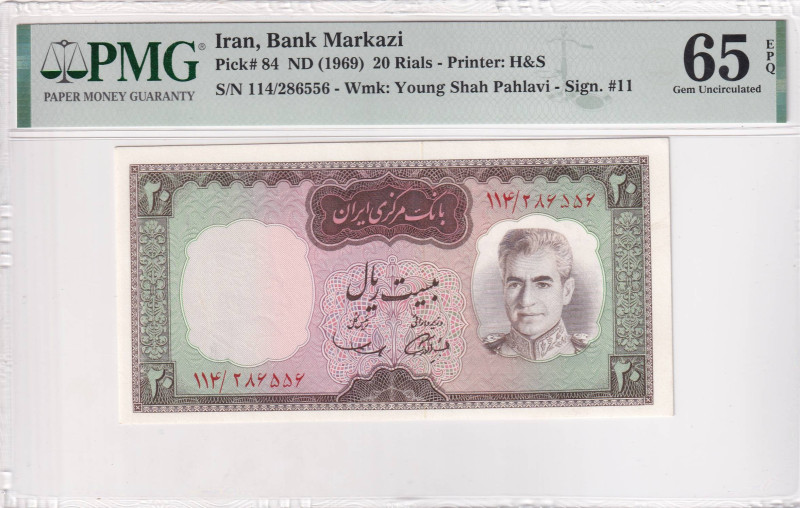 Iran, 20 Rials, 1969, UNC, p84

PMG 65 EPQ

Estimate: USD 30-60