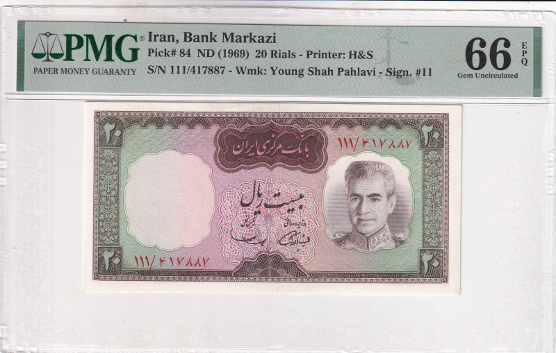 Iran, 20 Rials, 1969, UNC, p84

PMG 66 EPQ

Estimate: USD 50-100