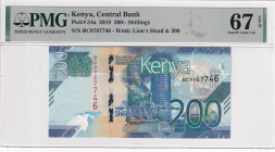 Kenya, 200 Shillings, 2019, UNC, p54a

PMG 67 EPQ, High condition , 16nd highest rated banknote certified by PMG

Estimate: USD 30-60