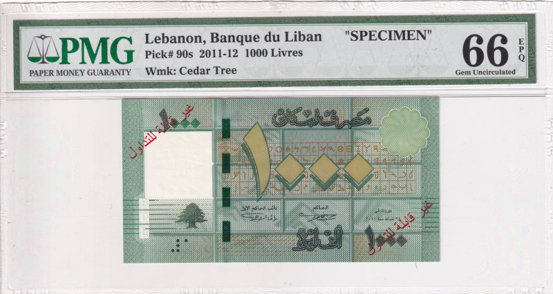 Lebanon, 1.000 Livres, 2011, UNC, p90s, SPECIMEN

PMG 66 EPQ

Estimate: USD ...