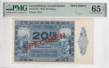 Luxembourg, 20 Francs, 1929, UNC, p37s, SPECIMEN

PMG 65 EPQ

Estimate: USD 400-800