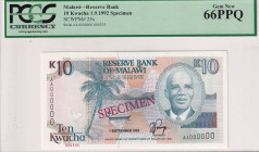 Malawi, 10 Kwacha, 1992, UNC, p25s, SPECIMEN

PCGS 66 PPQ

Estimate: USD 150-300