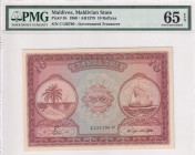 Maldives, 10 Rufiyaa, 1960, UNC, p5b

PMG 65 EPQ

Estimate: USD 100-200