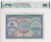 Maldives, 50 Rufiyaa, 1960, UNC, p6b

PMG 66 EPQ

Estimate: USD 500-1.000