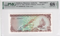 Maldives, 10 Rufiyaa, 1983, UNC, p11s, SPECIMEN

PMG 68 EPQ, Yüksek Kondüsyon

Estimate: USD 200-400