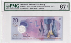 Maldives, 20 Rufiyaa, 2015, UNC, p27a

PMG 67 EPQ, High condition 

Estimate: USD 30-60