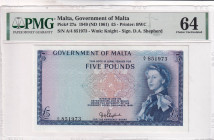 Malta, 5 Pounds, 1961, UNC, p27a

PMG 64

Estimate: USD 1.000-2.000