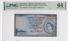 Mauritius, 5 Rupees, 1954, UNC, p27

PMG 64, Queen Elizabeth II Portrait

Estimate: USD 500-1.000