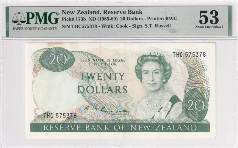 New Zealand, 20 Dollars, 1985/1989, AUNC, p173b

PMG 53, Queen Elizabeth II Po...